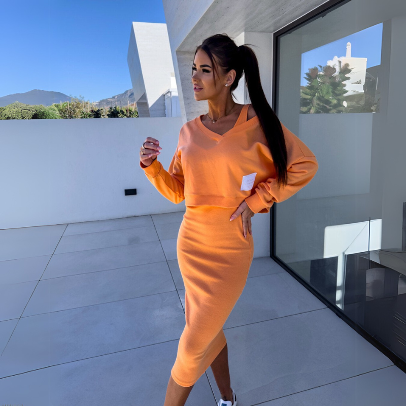 Brianna | Elegant Versatile Fit Women's Sweatshirt and Dress Set